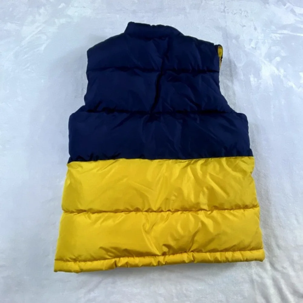 Janie and Jack Puffer Vest Kid Size 7-8 Blue Yellow Fleece Lined‎ Warm Thick
